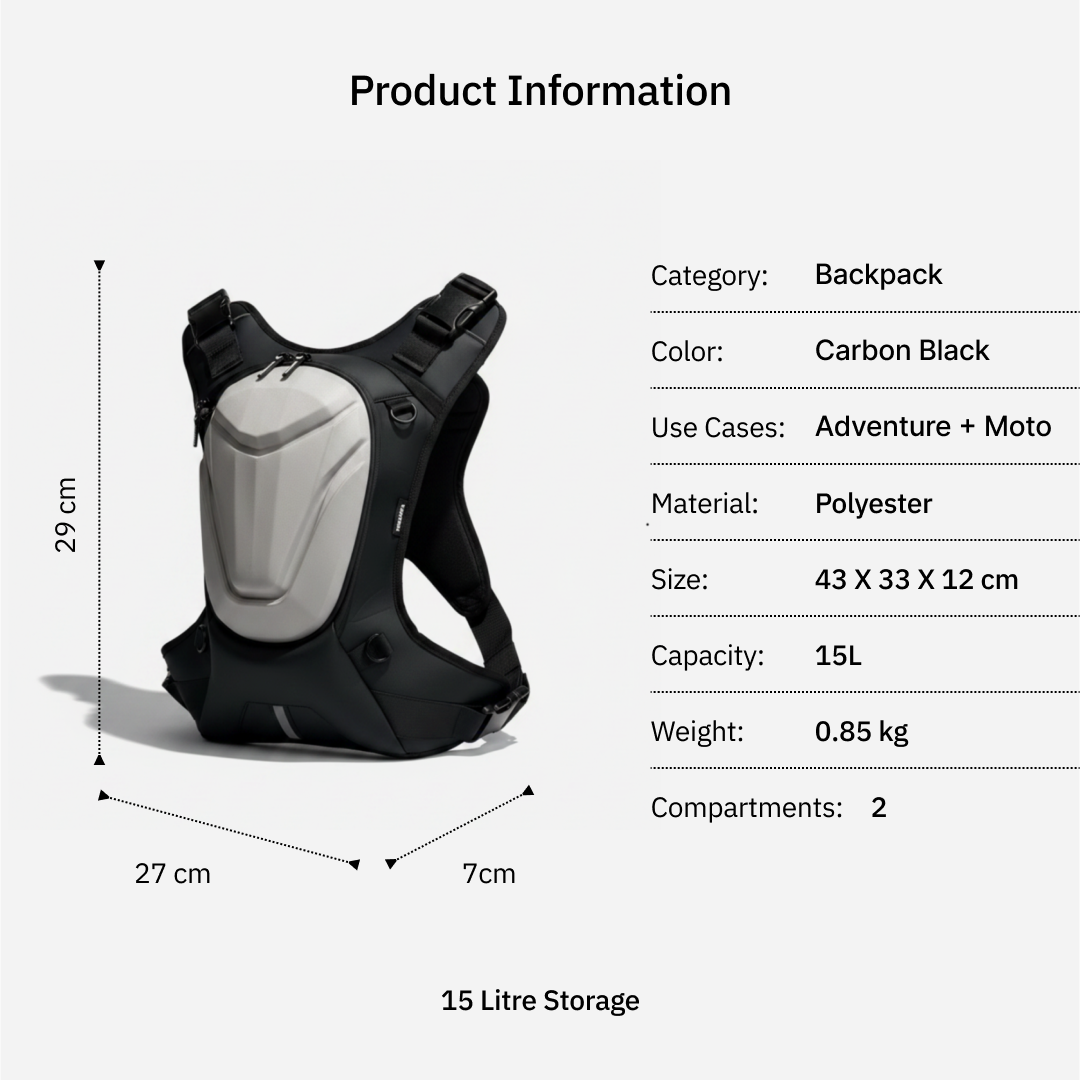 Flux 10L Backpack + 2L Hydration Bladder specifications
